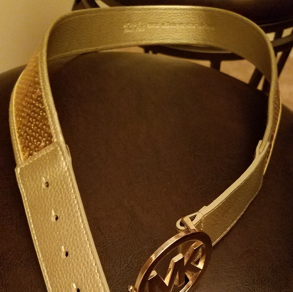 New MK gold leather and sequin belt. - Picture 3 of 4